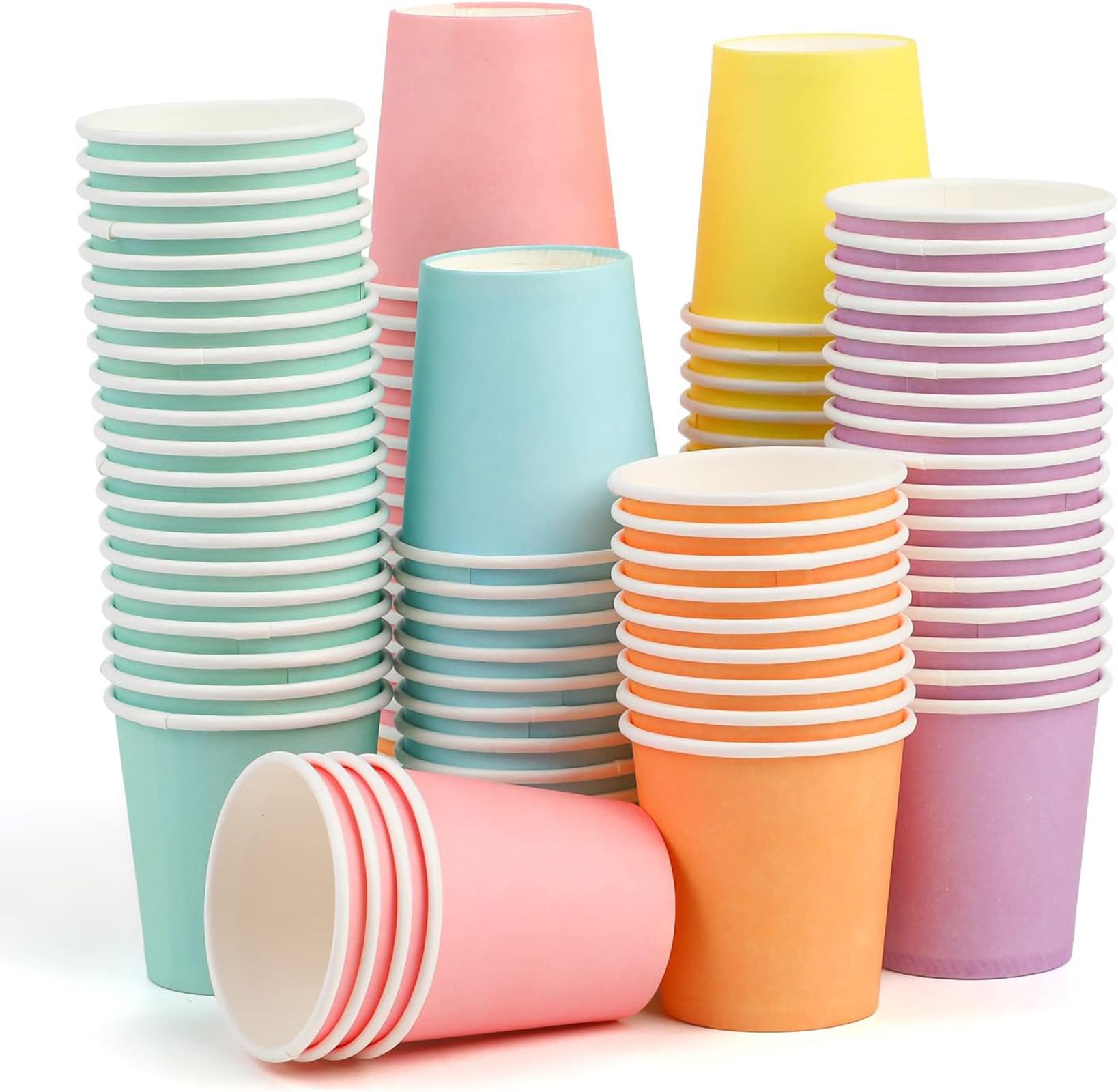 VEYLIN Small Disposable Paper Cups, 120 Pieces, 2OZ Mini Colorful Paper Cups, Suitable for DIY, Party, Sample-Size Sundaes, Frozen Yogurt, and hot Soup