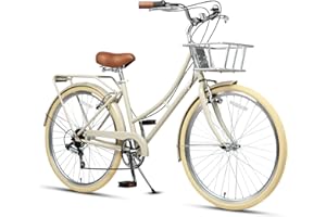 AVASTA Vela Hybrid Bike for Adult Women Female Lightweight Step Through 26 Inch High Tensile Steel Frame City Commuter Comfort Lady Bicycle, 6-Speed, Multiple Colors