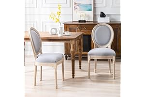VIRABIT French Dining Chair Set of 2,Upholstered Farmhouse Dining Chairs with Solid Wood Frame and Tufted Fabric,Rubber Wood Mid Century Modern Dining Chairs for Dining Room,Living Room, Kitchen,Restaurant