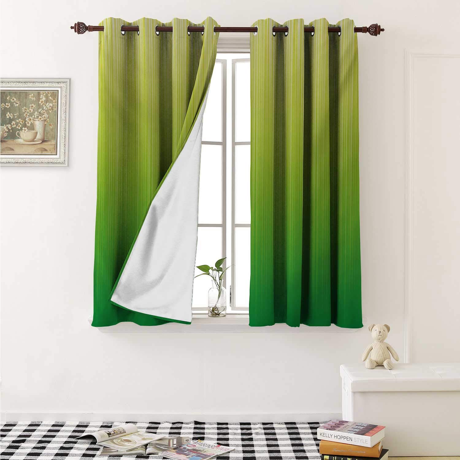 Amazon Com Flyerer Lime Green Decor Curtains By Pin Striped