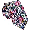 Kebocis Mens Skinny Cotton Floral Necktie Thin Tie for Men