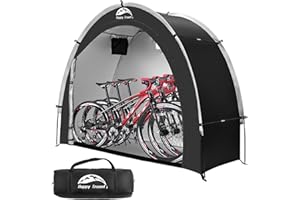 Happy Travel Bike Storage Shed Tent,Outdoor Portable Bicycle Storage Sheds with 210D Oxford Fabric PU4000 Waterproof for 2/3/4/6/8 Bikes,Bike Covers Shelter for Motorcycle,Garden Tools,Toys,Lawn Mower