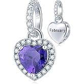 CHAWIN Birthstone Charms, 925 Sterling Silver Heart Dangle Charm, Sparkling CZ Compatible with Pandora Charm Bracelet, Necklace, Birthday Gifts for Women/Wife/Mother