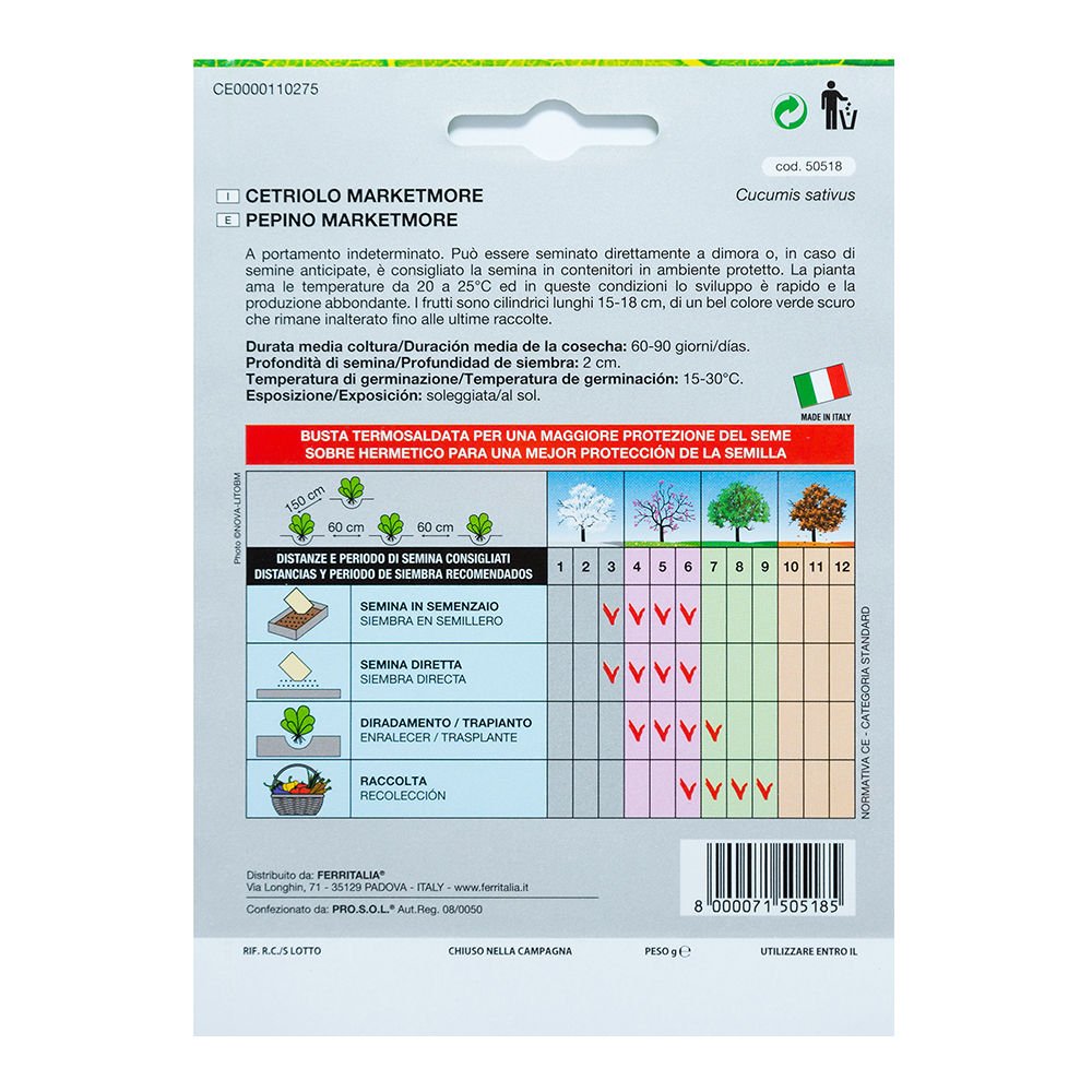 Semillas Pepino Marketmore (5 Gramos): Amazon.es: Jardín