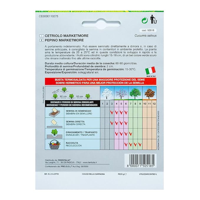 Semillas Pepino Marketmore (5 Gramos): Amazon.es: Bricolaje y ...
