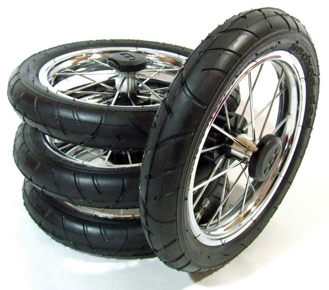 4 x Kinderwagen Rad 12 1/2 Zoll, 62-203 mit Metallspeichen, kugelgelagert