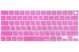 XSKN Hebrew Letter Pink US Keyboard Silicone Skin Cover Fits for Since 2021 Released MacBook Air MacBook Pro 13.6 15.3 14.2 1