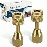 BrenixCraft 19110 Quick Coupler 2 Pack Low-Loss HVAC Gauge Adapters | 1/4" SAE Female QC x 1/8" FNPT, Adjustable Valve Opener for HVAC Pressure Checks