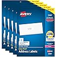 Avery Easy Peel Printable Address Labels with Sure Feed, 1" x 2-5/8" Customizable Stickers, White, 3,750 Blank Mailing Labels, Great for Mailing, Shipping, and More (5-Pack of 5260)