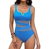 Blooming Jelly Women One Piece Swimsuit Sexy Mesh Swim Suit Tummy Control Slimming Bathing Suit Neon Sport Swimwear