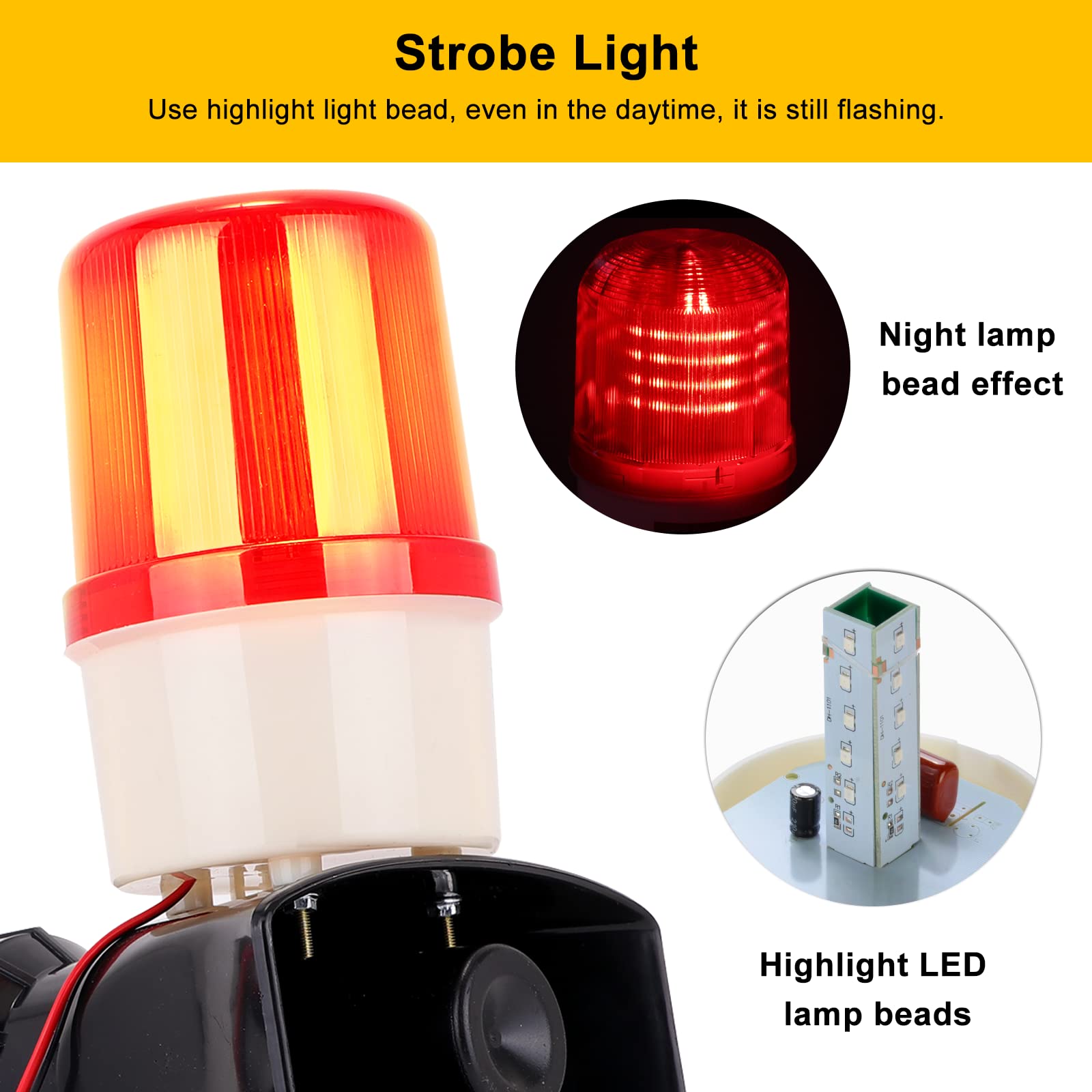 Alarm Siren 110volt Siren Alarm Strobe Light Security Siren Horn Alarm Emergency Warning Flashing Light for Outdoor Home Garage Door Partying Loud 120db Siren Strobe Alarm