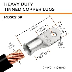 SELTERM 10pcs 2 AWG-#10 Stud Tinned Copper Wire