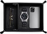 Leather Valet Tray - PU Organizer for Keys & Watch Storage view 1