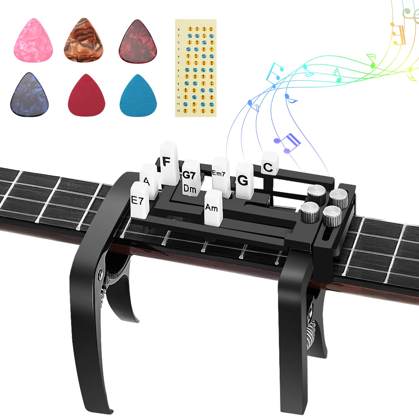 Photo 1 of Ukulele Aid Easy Press Kit Chord Assisted Learning Tool, Ukulele Attachment Eliminates Finger Pain,23 Inches and 26 Inches Ukulele Learning Aid Tool Kit for BeginnersFriends(Black)