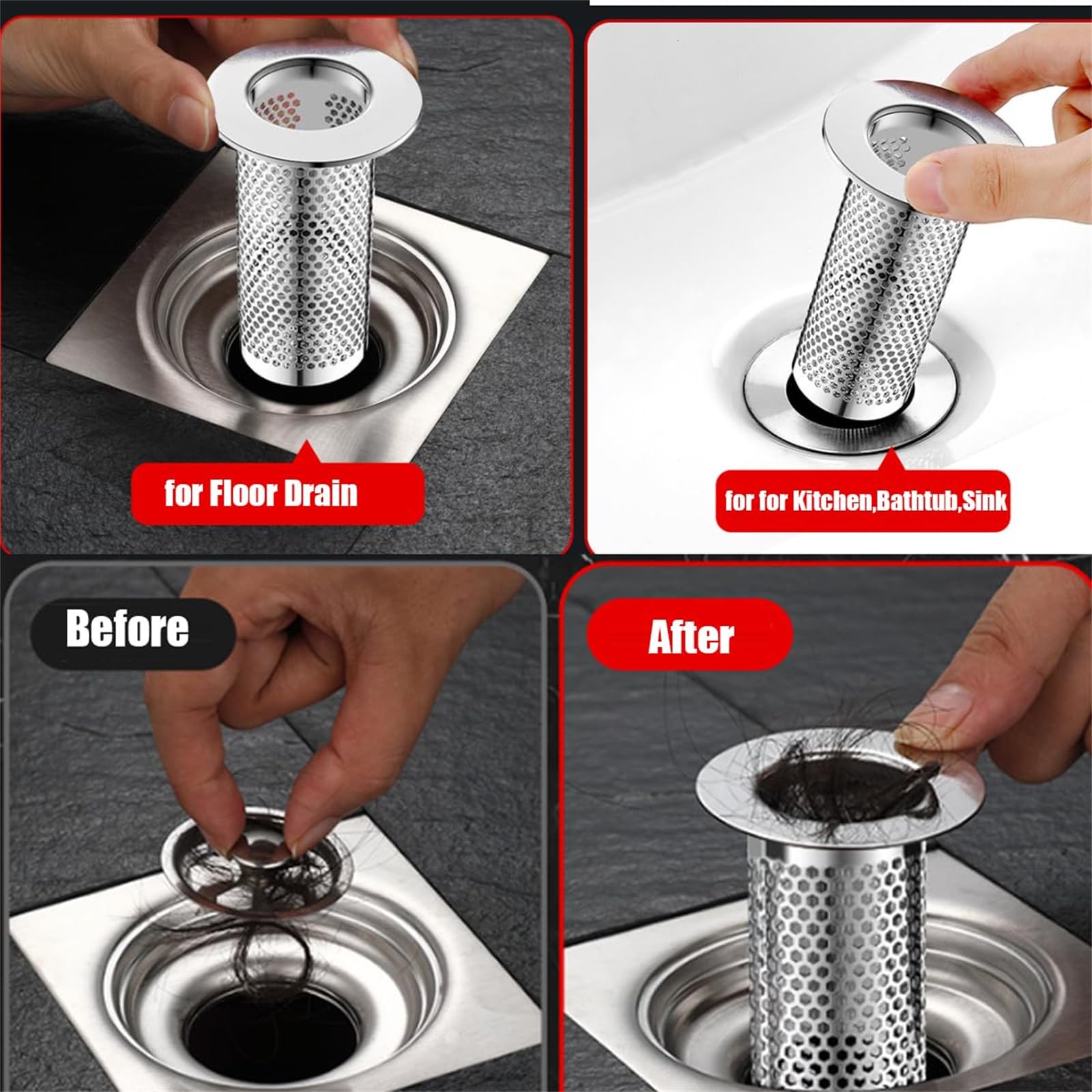 Edelstahl Siebablauf Für Waschbecken - Push-Type Mit Filter Gegen Verstopfung