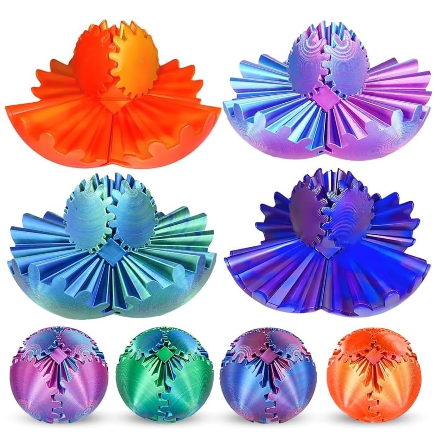 Photo 1 of 3D Printed Gear Ball Gear Sphere Fidget Toy, 4 Pcs Steampunk Whirling Wonder Fidget Gear Ball Stress Anxiety Relaxing Fidgets Toys for Office and Home Christmas Stocking Stuffers Party Favors Gift