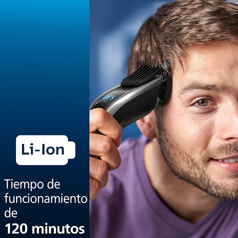 Máquina de cortar cabelo philips série 9000, barbeador e aparador elétrico para homens, controle de toque digital, potência máxima, corte de cabelo perfeito, lâminas de titânio, 400 configurações de comprimento, 120 — foto 6 de 7