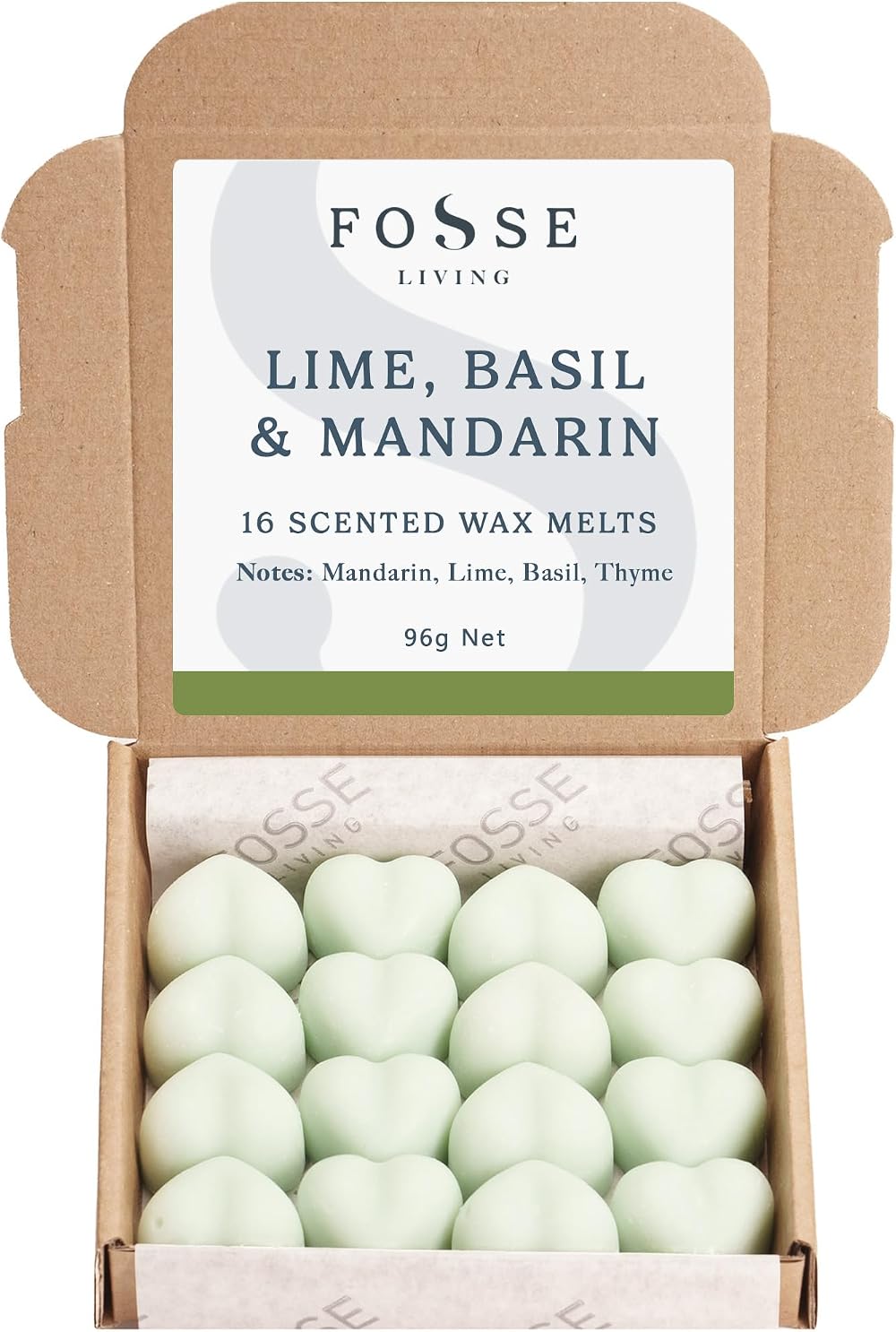 Fosse Living Lime Basil & Mandarin Soy Wax Melts 16 Pack UK Handmade