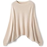 Ciovkis Women's Merino Wool Blend Oversized Sweater 2025 Fall Winter Fashion Crew Neck Batwing Sleeve Knit Pullover Sweater