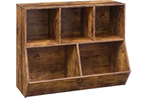 HOOBRO Kids Bookshelf, Bookcase Footboard, Toy Storage Cubby, 35.4" L Children's Toy Shelf, Toy Storage Cabinet, Fit for Children's Room, Playroom, Hallway, Kindergarten, Rustic Brown BF32CW01