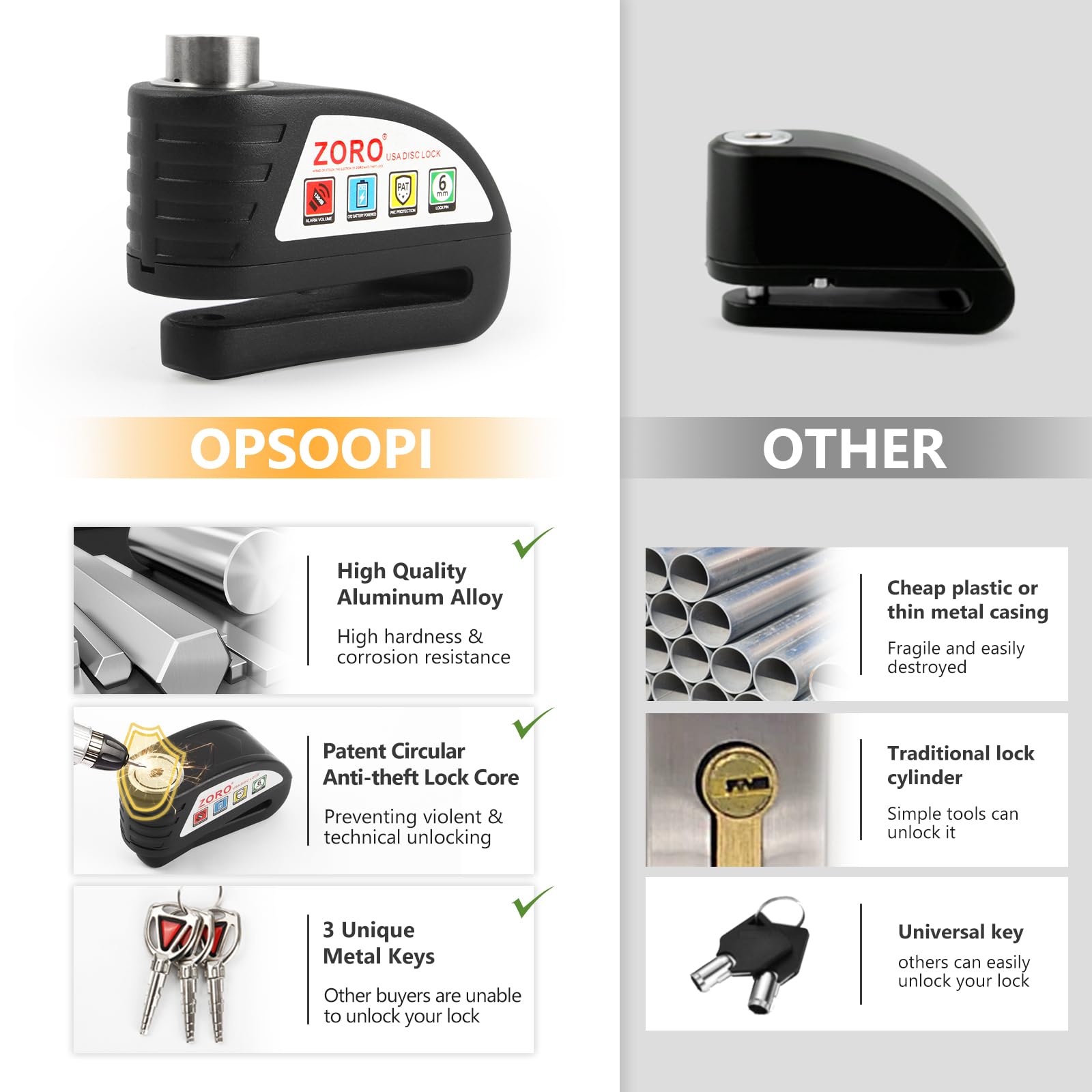 Motorcycle Lock, Disc Brake Lock with 130DB Alarm, Heavy Duty Motorcycle Locks Anti-Theft, Motorcycle Alarm Waterproof Wheel Lock for Moped Bike Scooter