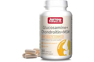 Jarrow Formulas Glucosamine, Chondroitin, and MSM Capsules; Joint Support Supplement with Vitamin C and Manganese, Bone & Joint Health, 240 Capsules, 60 Day Supply