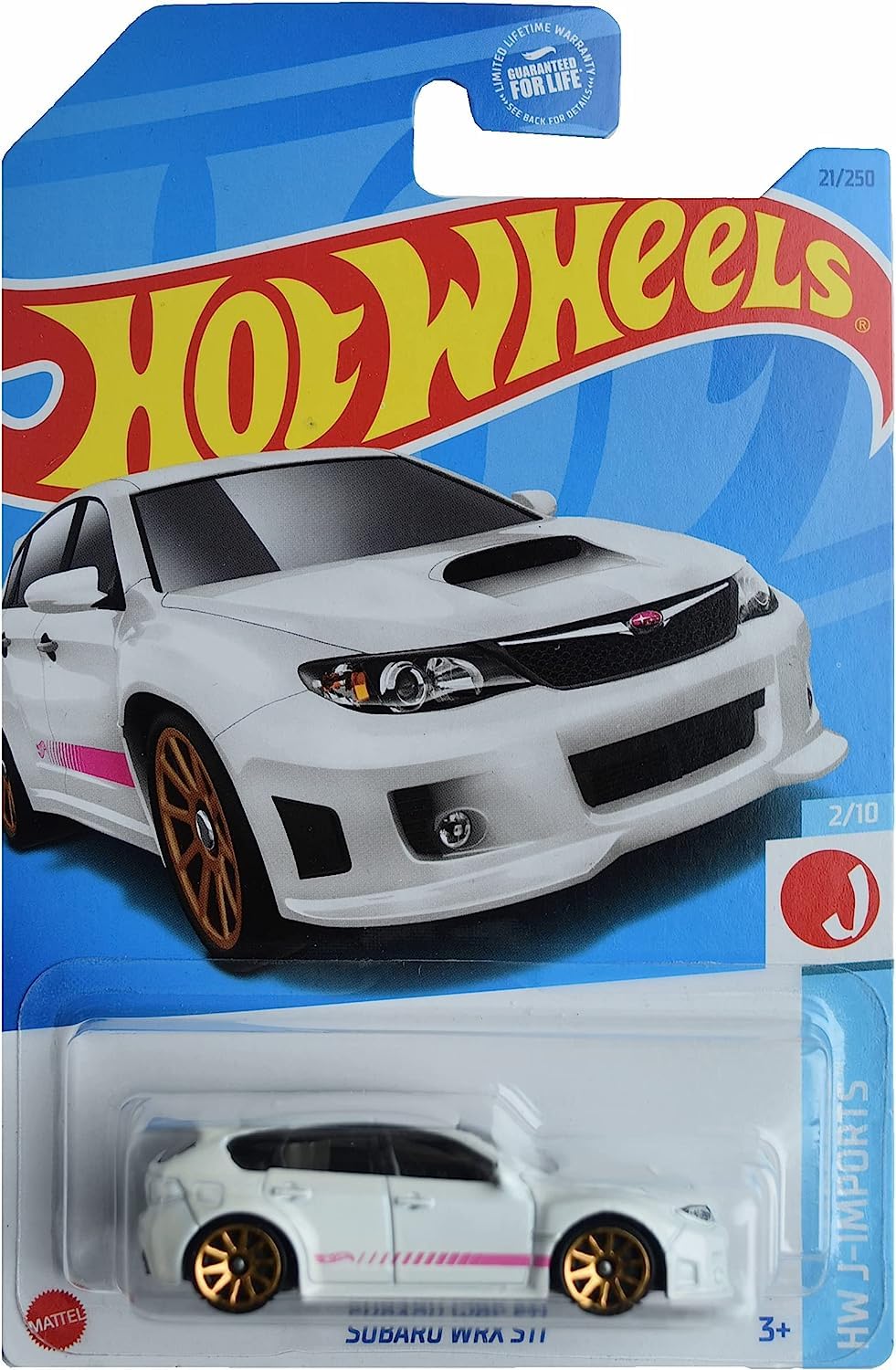 Hot Wheels 1:64 Scale Import Car Toy Car, WRX STI, White, 1/10, 21/250