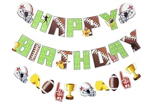 SUNBEAUTY Football Happy Birthday Banner Football Birthday Party Decorations Football Themed Party Supplies Sports Happy Birthday Banner | Pre-Strung
