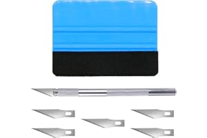 OIIKI Wallpaper Smoothing Tool Kit, Window Tint Tools with Blue Felt Edge Squeegee, Carving Knife (6 blades) for Vinyl Wrap, Glass Film in Wallpaper
