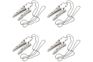 AYLIFU 4PCS Dental Bib Clips Metal Napkin Clip Chain Lanyard with Ball Chains & Alligator Clamps to Hold Napkins, Bedspread, 