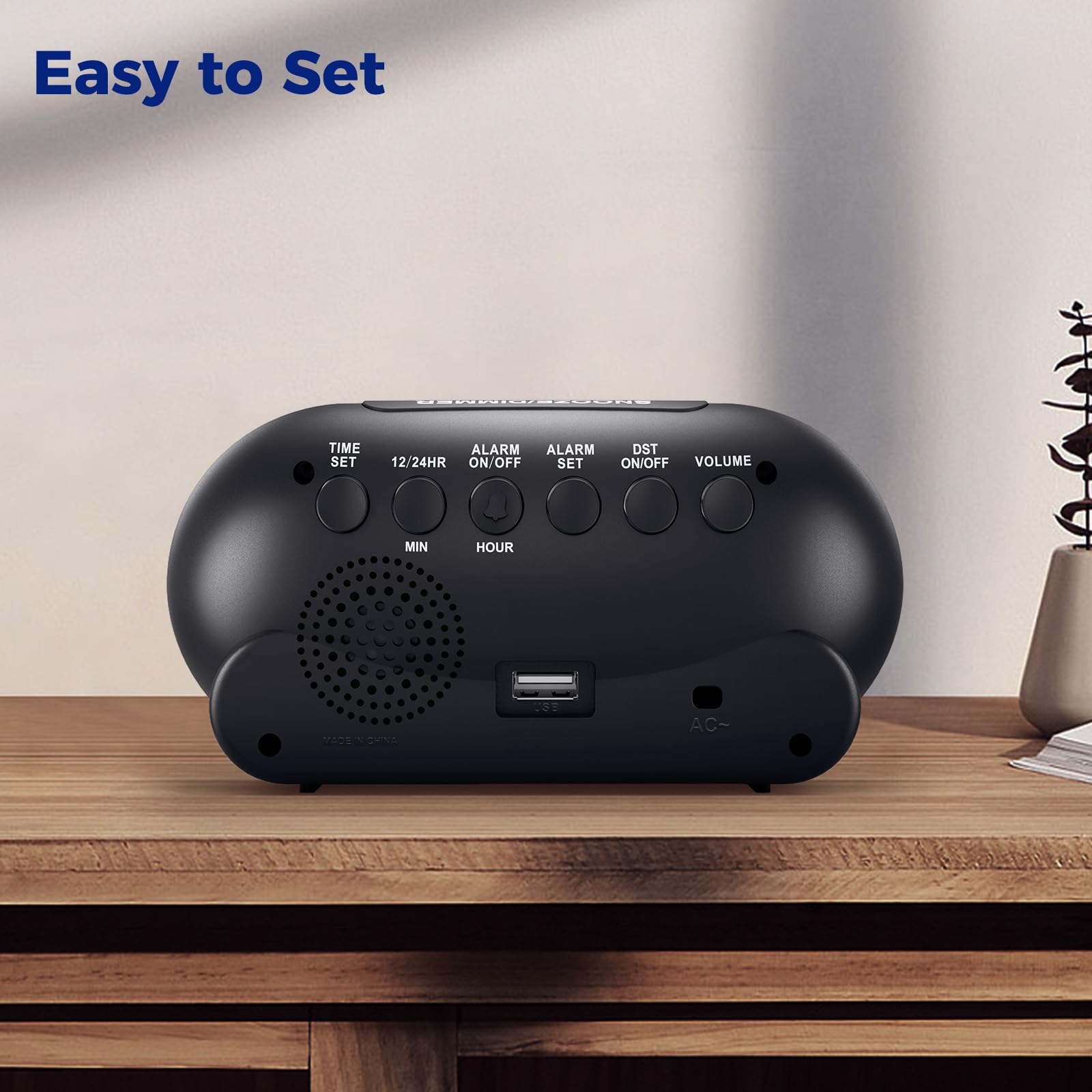 uscce Small Digital Clock for Bedroom: 6 Dimmable Brightness 4 Alarm Volume - Plug in Clock with Easy Operation for Bedside Desk
