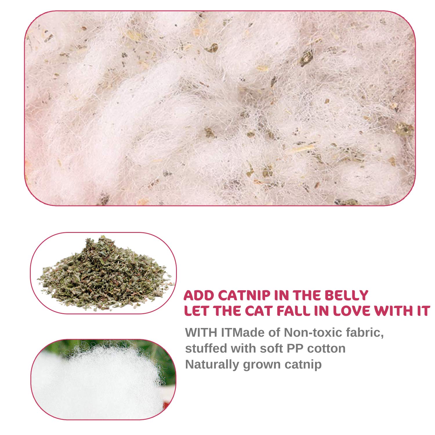 Legendog 5Pcs Catnip Toy, Cat Chew Toy Bite Resistant Catnip Toys for Cats,Catnip Filled Cartoon Mice Cat Teething Chew Toy