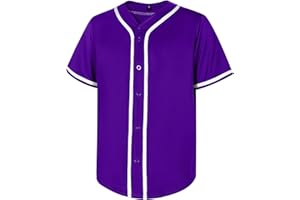 babyhealthy Mens Blank Baseball Jersey Button Down Shirts Plain Hip Hop Hipster Tshirts Softball Sports Active Tee