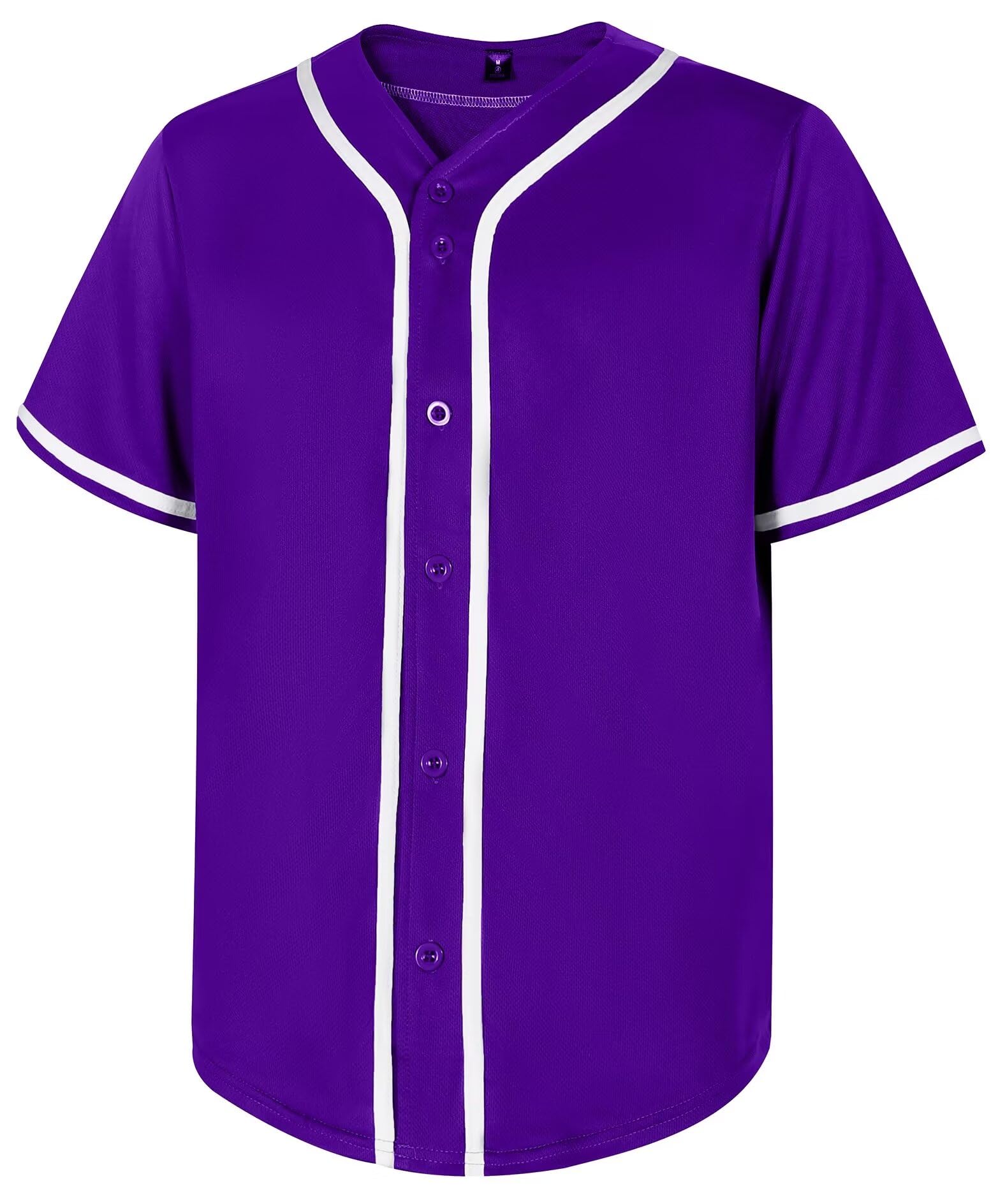 Photo 1 of babyhealthy Mens Blank Baseball Jersey Button Down Shirts Plain Hip Hop Hipster Tshirts Softball Sports Active Tee