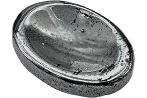 Amazing Gemstone Hematite Crystal Worry Stones for Anxiety - Thumb Worry Stone for Stress Meditation, Anxiety Relief Items Healing Stones and Crystals