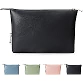 Narwey Small Makeup bag for Purse, Small Makeup Pouch for Purse Cosmetic Bag with Zipper, Cute PU Leather Make up Pouch for Women Girls (Black)