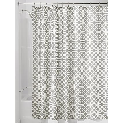 Idesign Trellis Fabric Shower Curtain Long Polyester Shower