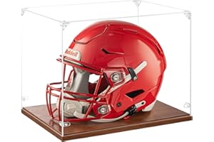 GYAOZII Football Helmet Display Case Full Size, Thickened UV Protection Clear Acrylic Lid Helmet Box, Football Helmet Showcase with Solid Wood Base for Sports Memorabilia