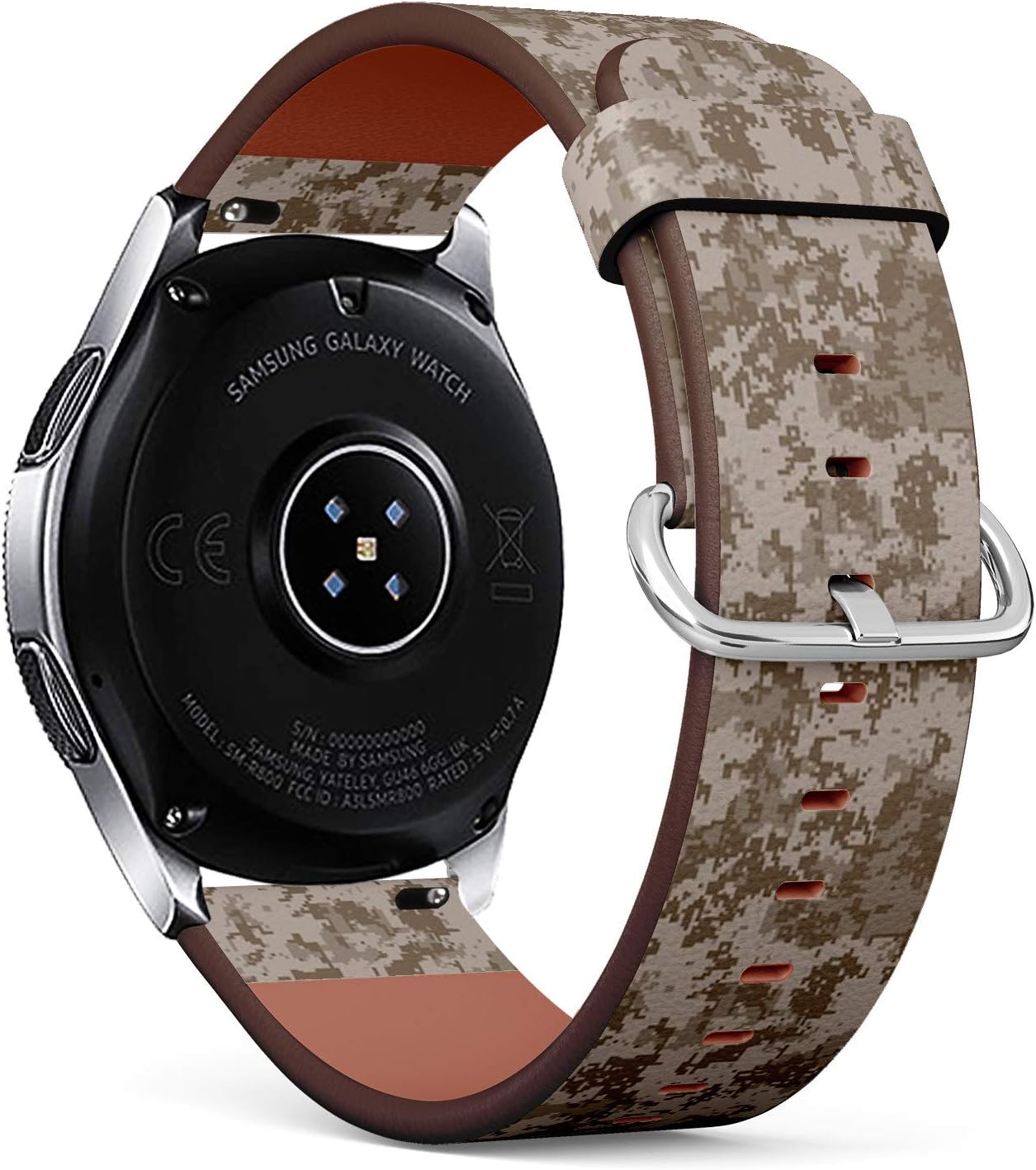 Compatible with Samsung Galaxy Watch (46mm) - Quick-Release Leather Band Bracelet Strap Wristband Replacement - Desert Digital Camouflage Coverage