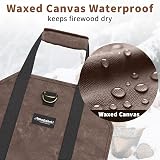 AMAGABELI Firewood Log Carrier Bag Waxed Canvas Large 99x46cm Heavy Duty Dark view 3