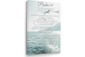 ANCROUTERY Psalm 91 Canvas Wall Art Bible Verse Scripture Painting Inspirational Quotes Christian Decor Pictures for Prayer R
