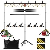 Backdrop Stand Kit 10x7.5 ft 3-in-1 T-Shape Adjustable for Photography | Portable Background Stand Kit with Carrying Bag, 6 Clamps, 2 Sandbags for Parties, Video Studio, Indoor and Outdoor Use
