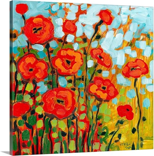 Amazon Com Red Poppy Field Canvas Wall Art Print 20 X20 X1 25 Posters Prints