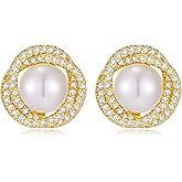 AOLIMI Gold Pearl Clip on Earrings for Women Pearl Clip Stud Earrings Non Pierced Earrings Elegant Jewelry