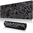 Large Gaming Mouse Pad for Desk, Desk Mat with Seamed Edges, Waterproof Desk Pad, Non-Slip Rubber Base, 31.5x11.8 Inch Keyboard Pad Computer Mat, Big XL Black Mousepad