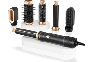Atopskins 6 in 1 Blow Dryer Brush & Hot Air Brush, Negative Ion Hair Styler Set, 1000W Hot Air Styler for Auto Curling, Fast Drying, Straightening, Volumizing, Hair Styling Tools Gift for Women