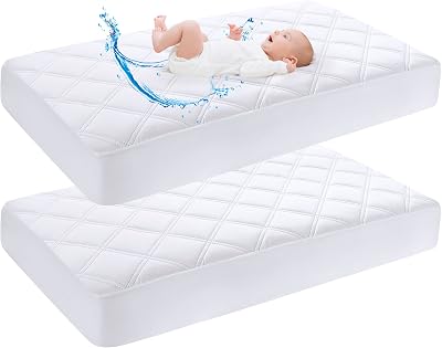 Yoofoss Next to Me Crib Mattress Protector 51 x 85 cm 2 Pack Waterproof