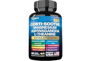 Zoyava Corti-Soothe Cortisol Supplement Magnesium Glycinate 200mg L-Theanine 150mg Ashwagandha 150mg Phosphatidylserine Cortisol Manager Lions Mane Ginkgo Biloba Bacopa Monnieri Valerian Root 60 Caps