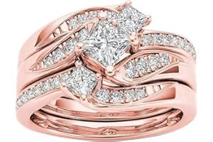 AIMAOMI 3pcs Wedding Band Set Diamond Anniversary Ring Cubic Zirconia Engagement Ring for Women