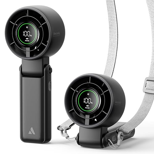 Aecooly 3 IN 1 Portable Fan, Turbo Handheld Fan, USB Rechargeable Mini Personal [22H Max Cooling Time], Battery Powered Small Foldable Pocket for Travel, Summer, Gifts for Women, Girls (Black)